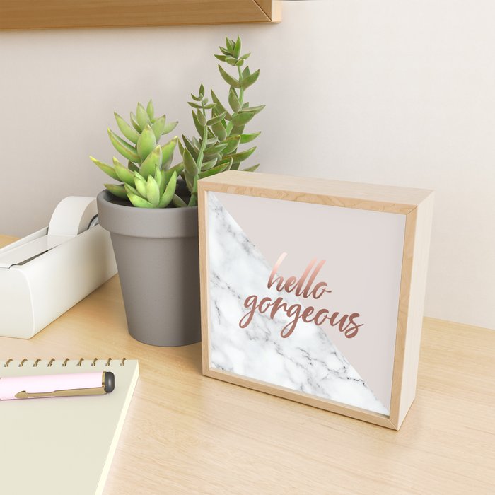 Hello Gorgeous, Rose Gold, Pink, Marble Mini Art Print Gallery Image 2