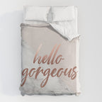 Hello Gorgeous, Rose Gold, Pink, Marble Duvet Cover Gallery Image 6