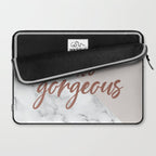 Hello Gorgeous, Rose Gold, Pink, Marble Laptop Sleeve Gallery Image 2