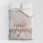 Hello Gorgeous, Rose Gold, Pink, Marble Comforter Gallery Image 6