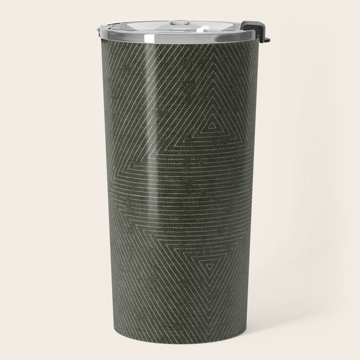 boho triangle stripes - olive green Travel Mug Gallery Image 2