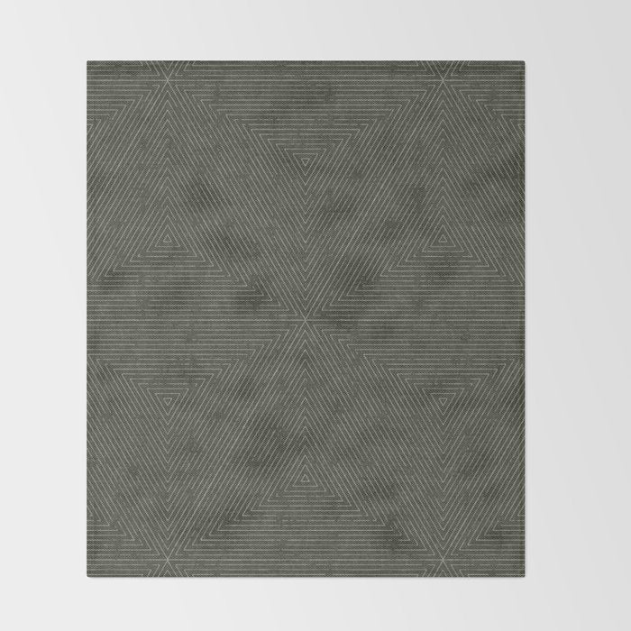 boho triangle stripes - olive green Throw Blanket Gallery Image 2