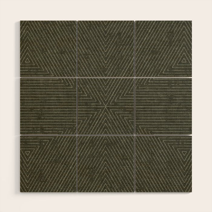 boho triangle stripes - olive green Wood Wall Art Gallery Image 1