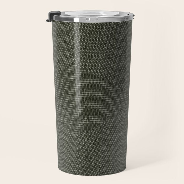boho triangle stripes - olive green Travel Mug Gallery Image 3