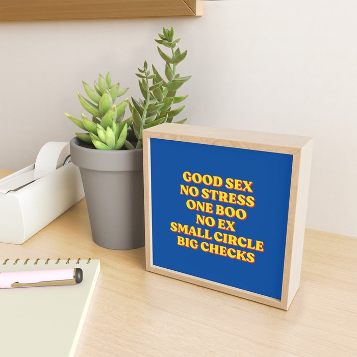 Good Sex, No Stress, One Boo, No Ex, Small Circle, Big Checks Mini Art Print Gallery Image 2