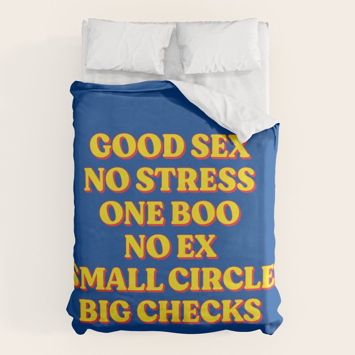 Good Sex, No Stress, One Boo, No Ex, Small Circle, Big Checks Duvet Cover Gallery Image 6