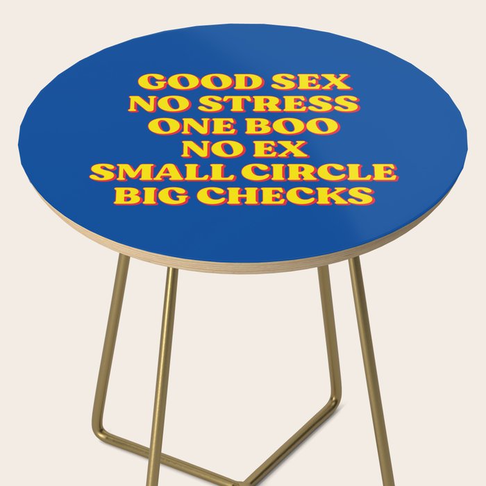 Good Sex, No Stress, One Boo, No Ex, Small Circle, Big Checks Side Table Gallery Image 2
