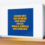 Good Sex, No Stress, One Boo, No Ex, Small Circle, Big Checks Wall Mural Gallery Image 2