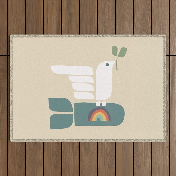 Peace dove and rainbow bomb Outdoor Rug Gallery Image 1
