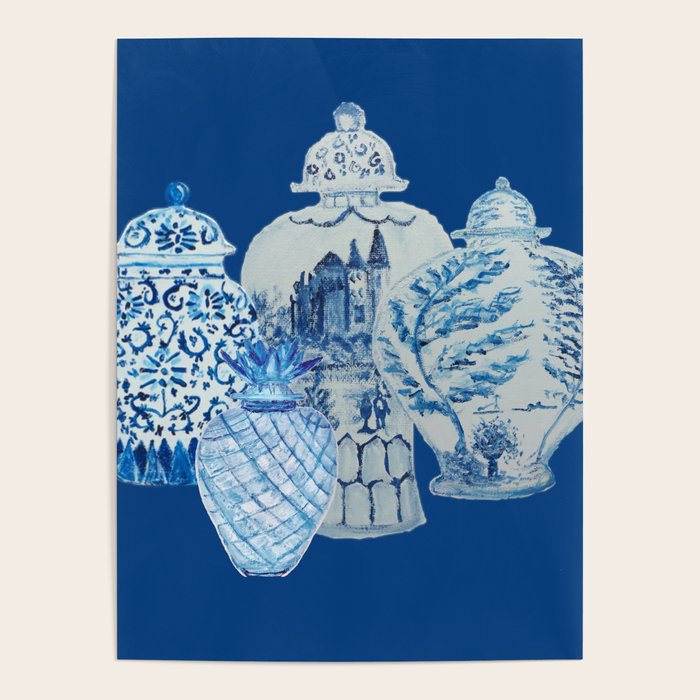 4 Four 4 Blue and White Ginger Jars  Poster Gallery Image 4
