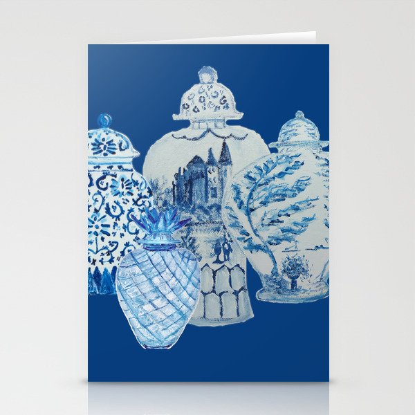 4 Four 4 Blue and White Ginger Jars  Stationery Card Gallery Image 2