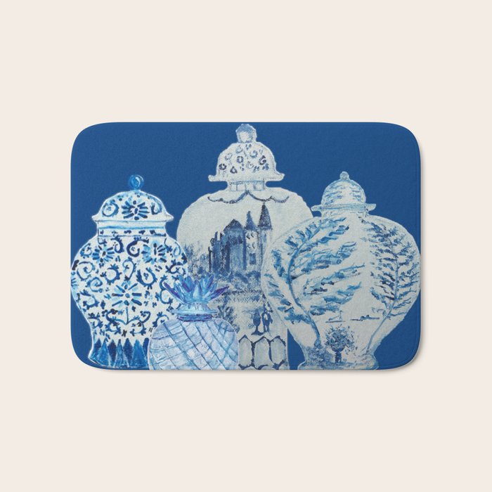 4 Four 4 Blue and White Ginger Jars  Bath Mat Gallery Image 1