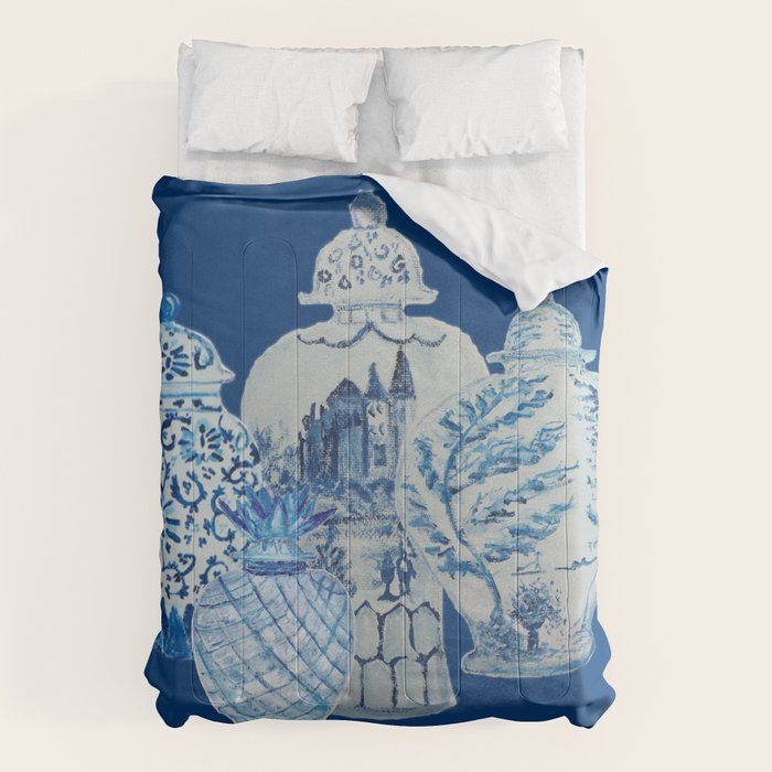 4 Four 4 Blue and White Ginger Jars  Comforter Gallery Image 6