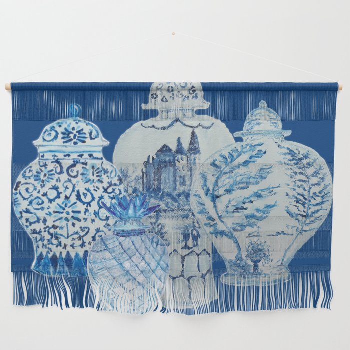 4 Four 4 Blue and White Ginger Jars  Wall Hanging Gallery Image 1
