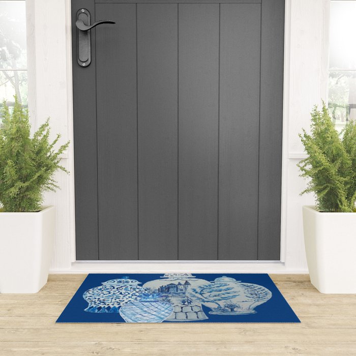 4 Four 4 Blue and White Ginger Jars  Welcome Mat Gallery Image 3