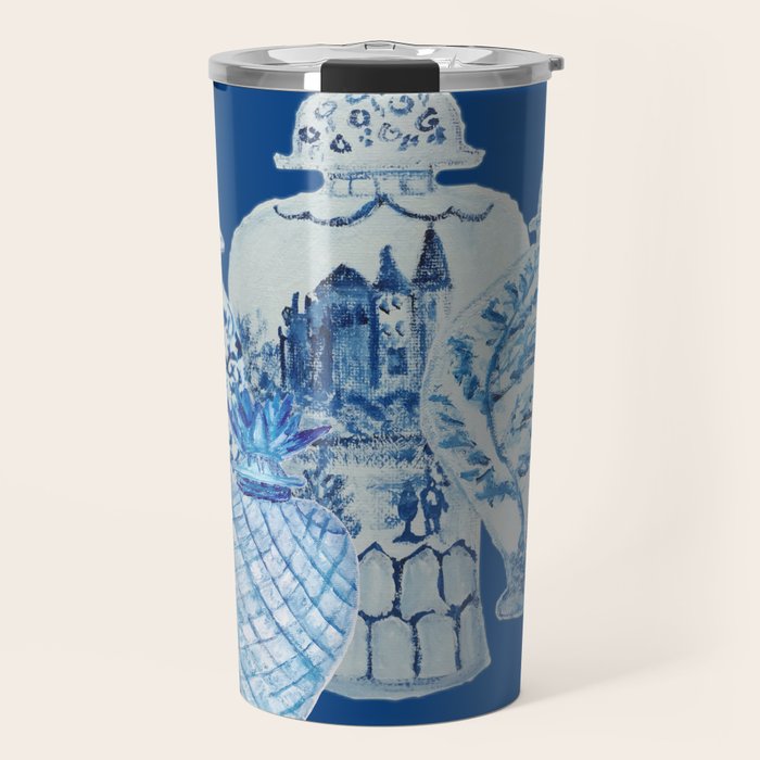 4 Four 4 Blue and White Ginger Jars  Travel Mug Gallery Image 1
