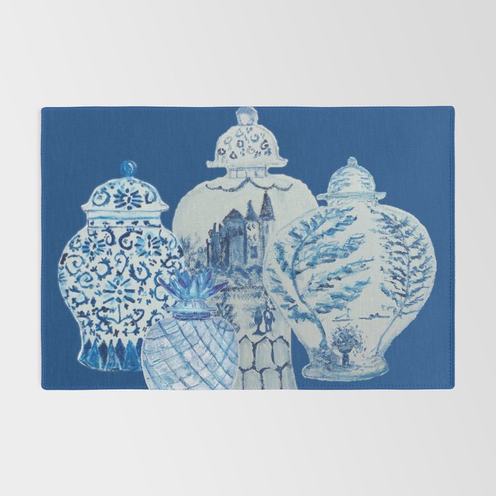 4 Four 4 Blue and White Ginger Jars  Rug Gallery Image 2