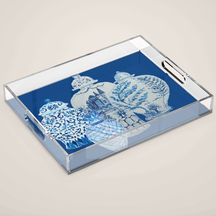 4 Four 4 Blue and White Ginger Jars  Acrylic Tray Gallery Image 1