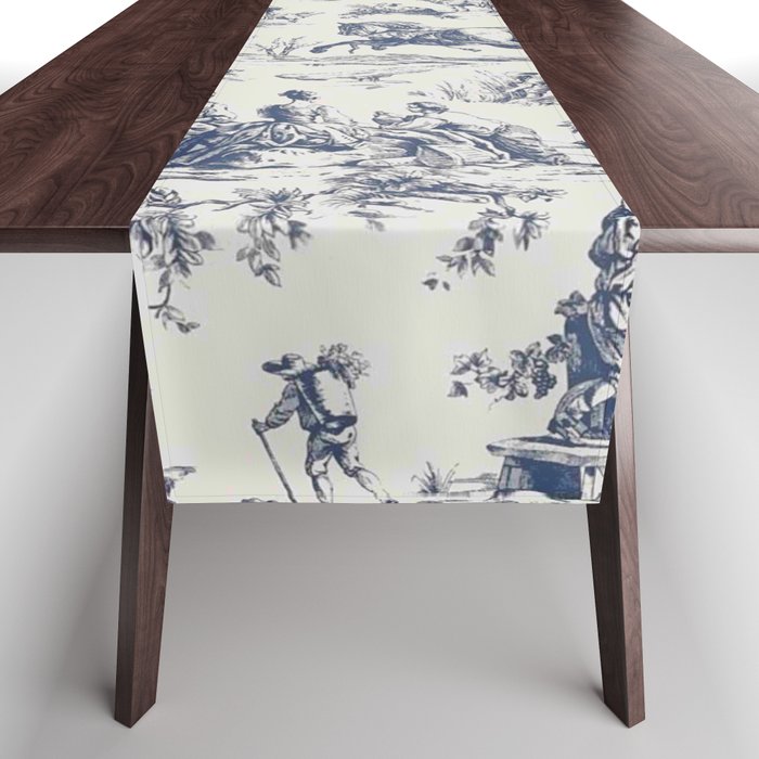 Blue Toile de Jouy Table Runner Gallery Image 1