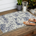 Blue Toile de Jouy Outdoor Rug Gallery Image 2