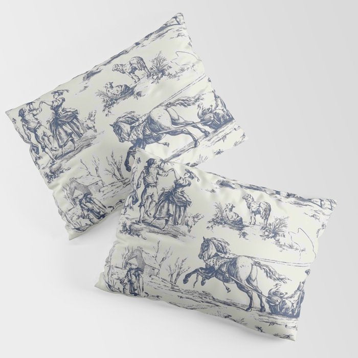 Blue Toile de Jouy Pillow Sham Gallery Image 1