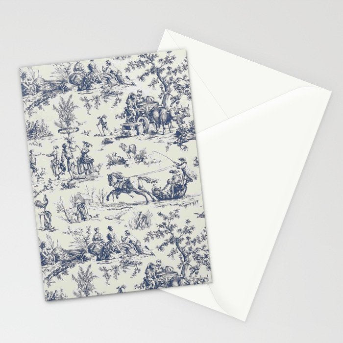Blue Toile de Jouy Stationery Card Gallery Image 2
