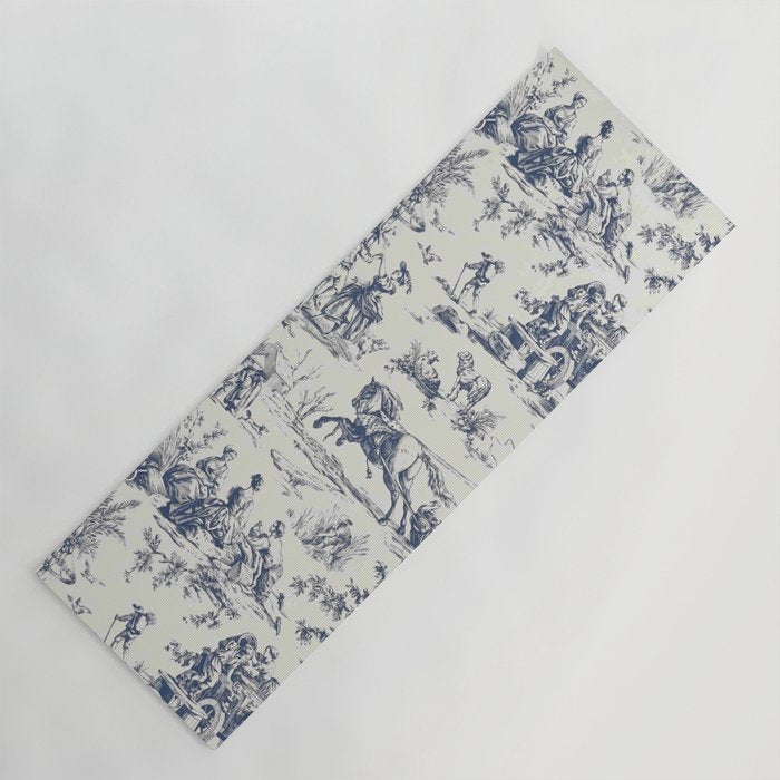 Blue Toile de Jouy Yoga Mat Gallery Image 1