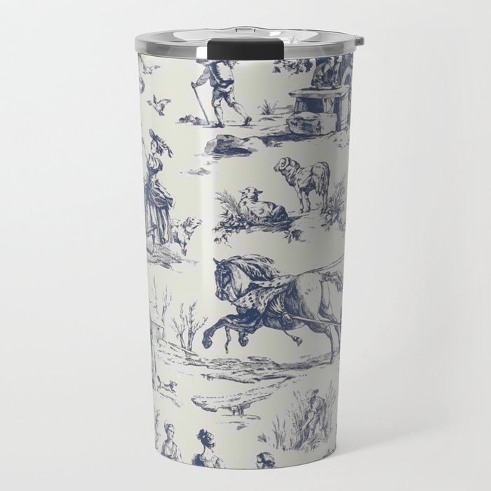 Blue Toile de Jouy Travel Mug Gallery Image 1