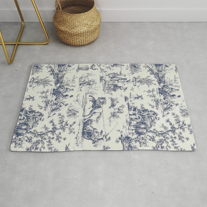 Blue Toile de Jouy Rug Gallery Image 1