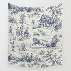 Blue Toile de Jouy Wall Tapestry Gallery Image 4