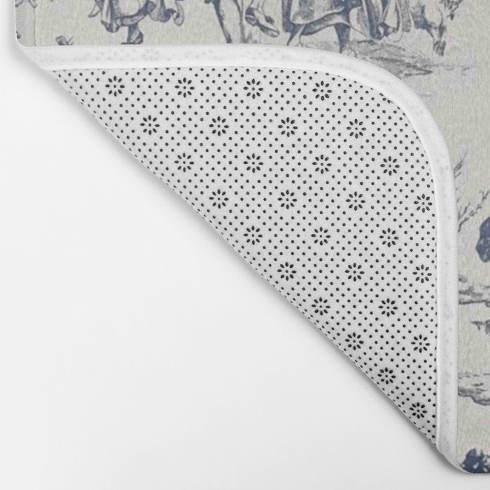 Blue Toile de Jouy Bath Mat Gallery Image 2