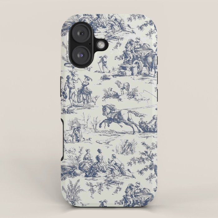 Blue Toile de Jouy iPhone Case Gallery Image 1