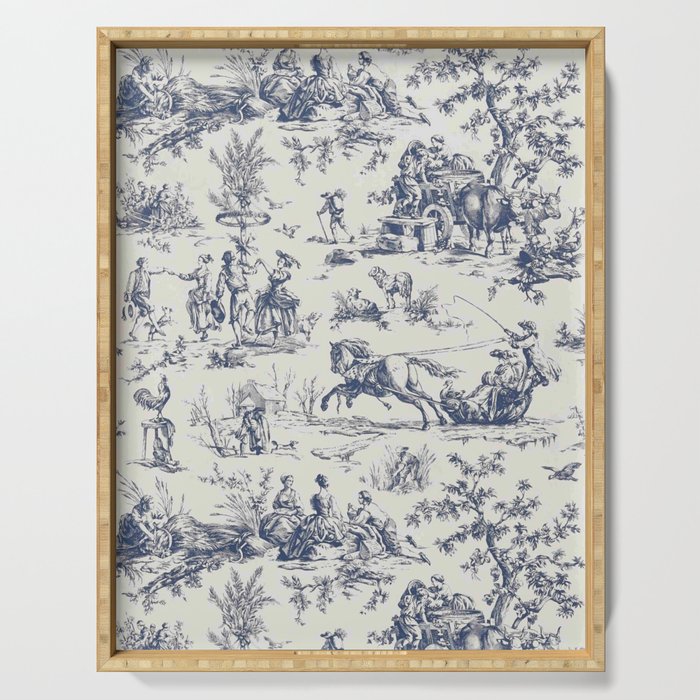 Blue Toile de Jouy Serving Tray Gallery Image 1
