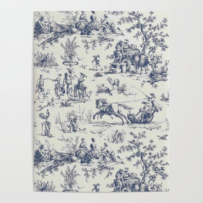 Blue Toile de Jouy Poster Gallery Image 4