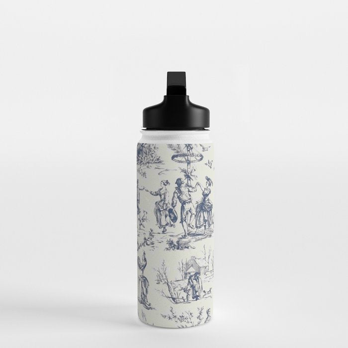 Blue Toile de Jouy Water Bottle Gallery Image 3