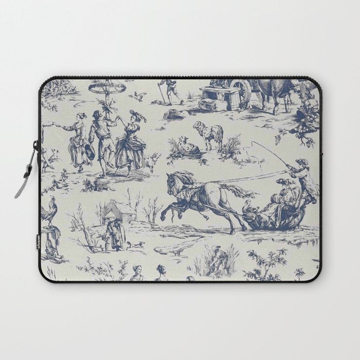 Blue Toile de Jouy Laptop Sleeve Gallery Image 1