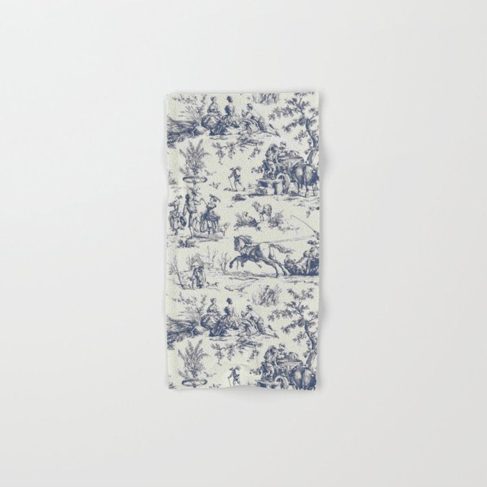 Blue Toile de Jouy Bath Towel Gallery Image 1