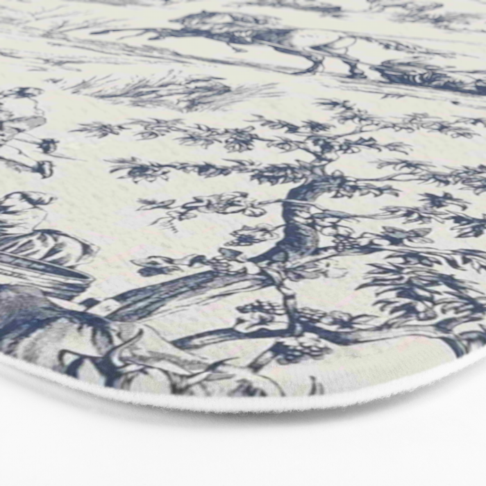 Blue Toile de Jouy Bath Mat Gallery Image 3