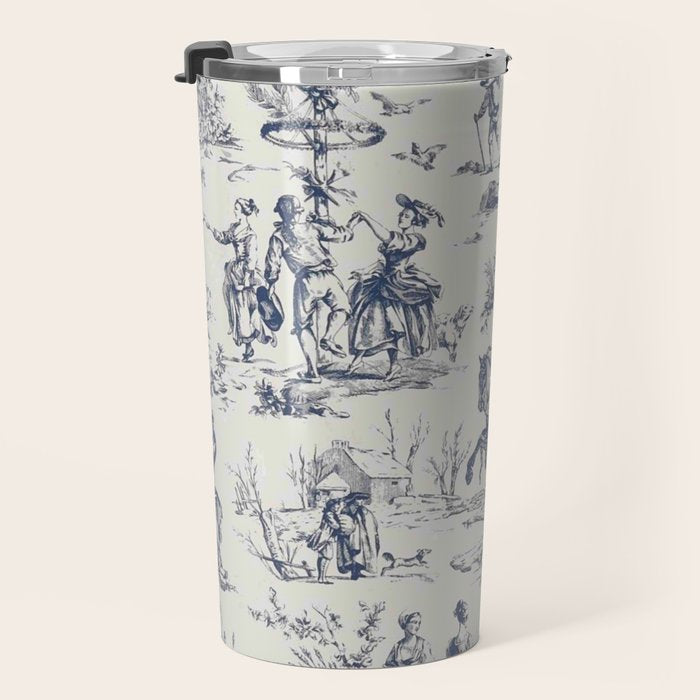 Blue Toile de Jouy Travel Mug Gallery Image 3