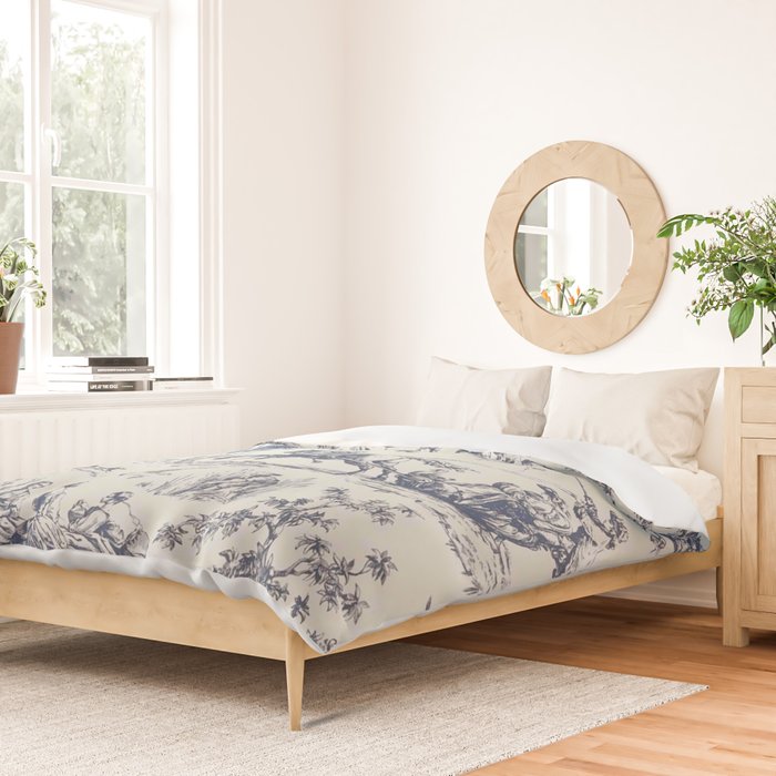Blue Toile de Jouy Duvet Cover Gallery Image 2