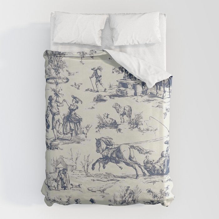 Blue Toile de Jouy Duvet Cover Gallery Image 6