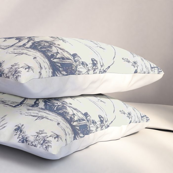 Blue Toile de Jouy Pillow Sham Gallery Image 3