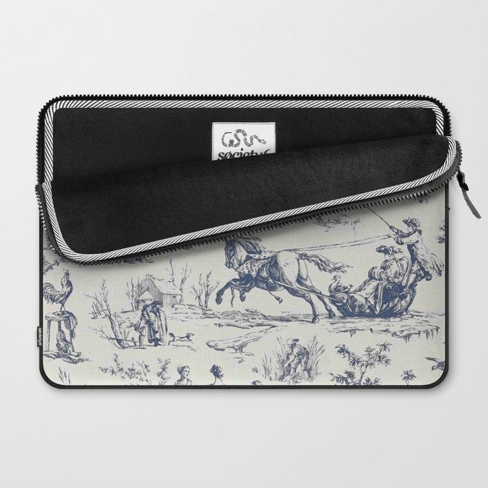 Blue Toile de Jouy Laptop Sleeve Gallery Image 2