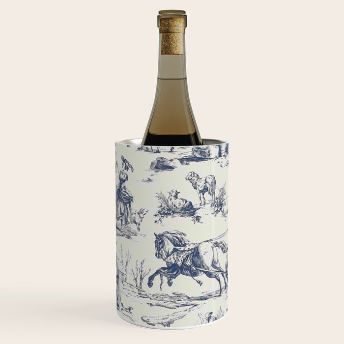 Blue Toile de Jouy Wine Chiller Gallery Image 1