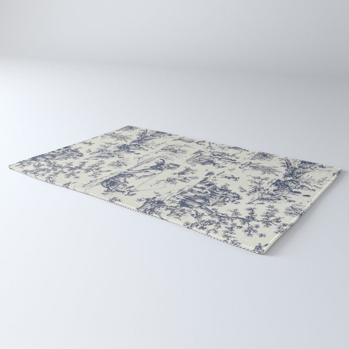 Blue Toile de Jouy Rug Gallery Image 3