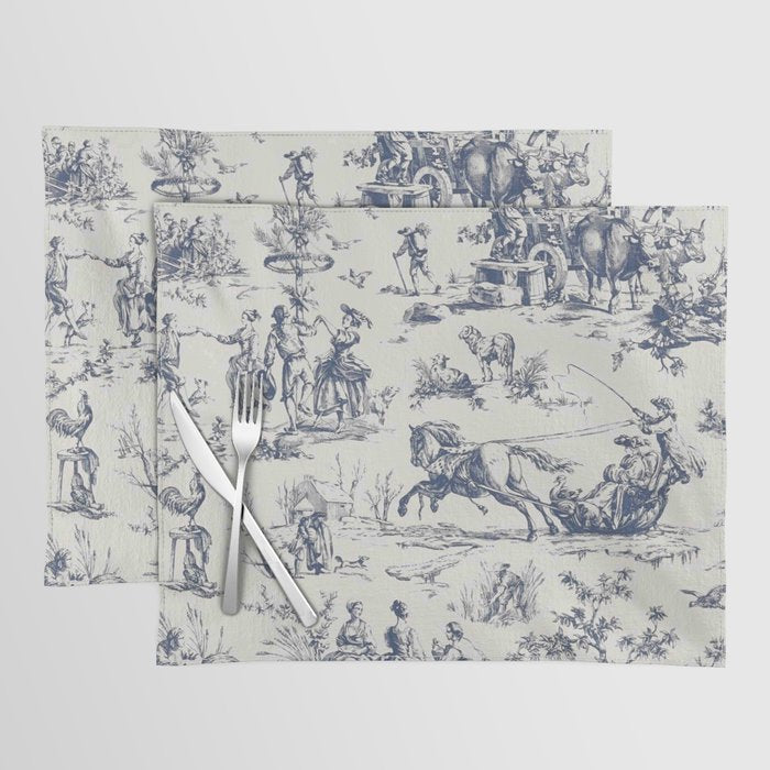 Blue Toile de Jouy Placemat Gallery Image 1