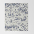 Blue Toile de Jouy Throw Blanket Gallery Image 2