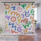 Colorful fun doodle symbol art pattern Wall Mural Gallery Image 1