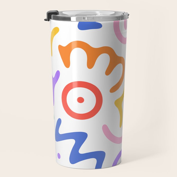 Colorful fun doodle symbol art pattern Travel Mug Gallery Image 3