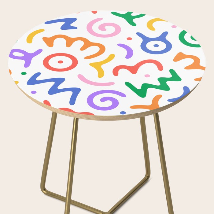 Colorful fun doodle symbol art pattern Side Table Gallery Image 2